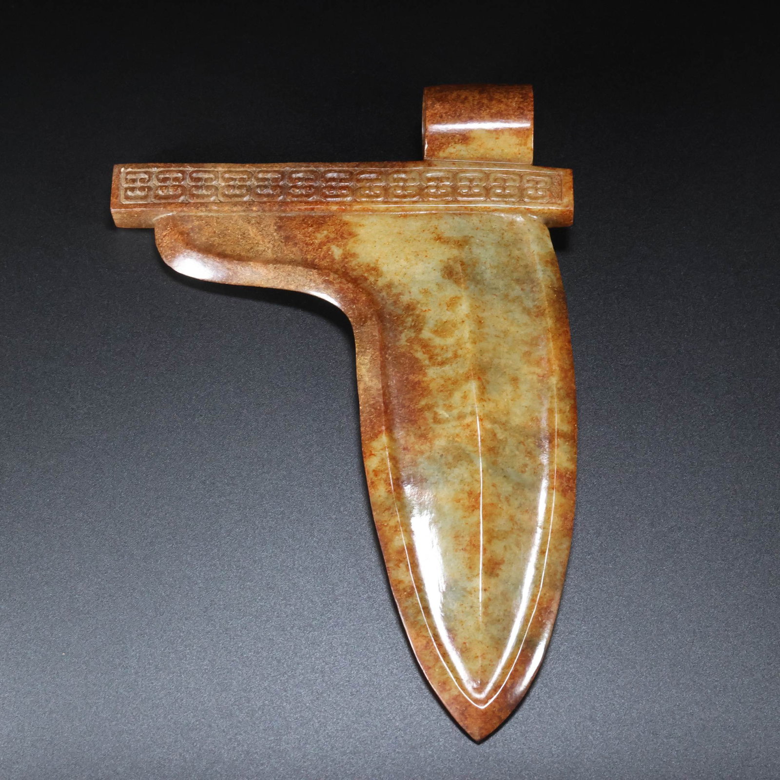 A Exquisite Hotan Jade Weapons: A Exquisite Hotan Jade Weapons,Han Dynasty, China,Size:9.4inx6.3inx1.5in ,Weight:456g 和田玉兵器,中国汉代