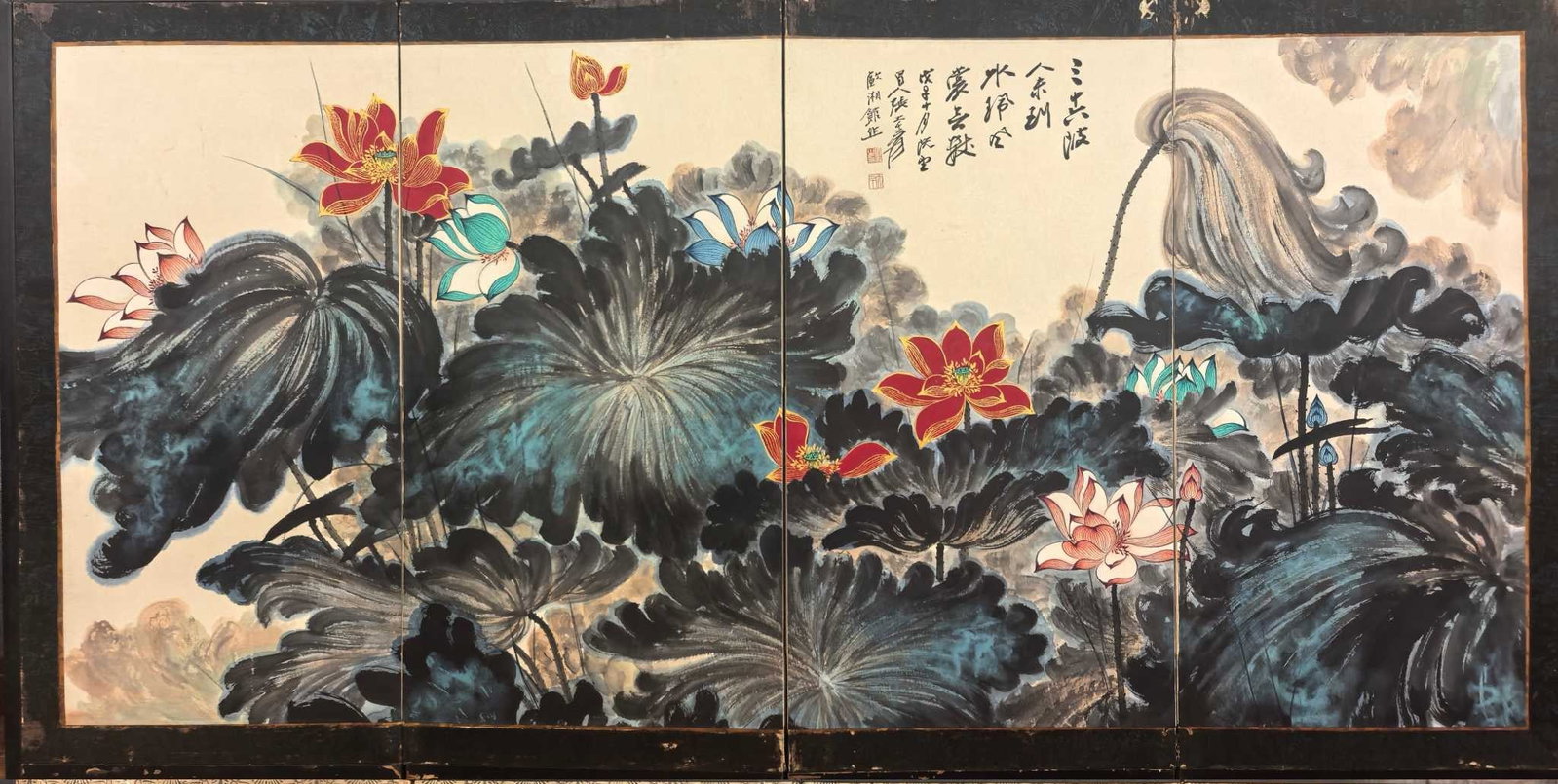 A Chinese Ink Painting of Flowers on Paper: A Chinese Ink Painting of Flowers on Paper 一幅中国水墨纸本花卉画,近现代,张大千