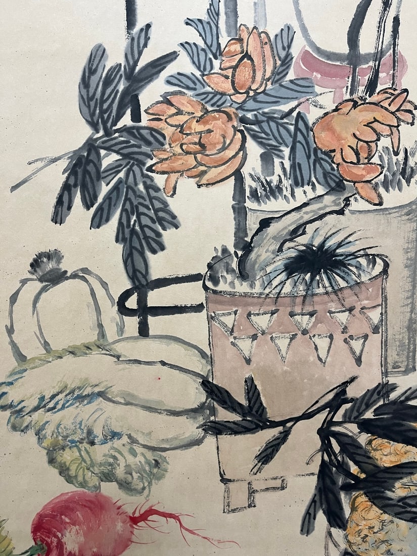 A Chinese Vertical Scroll Ink Painting of Flower on Paper - 5
