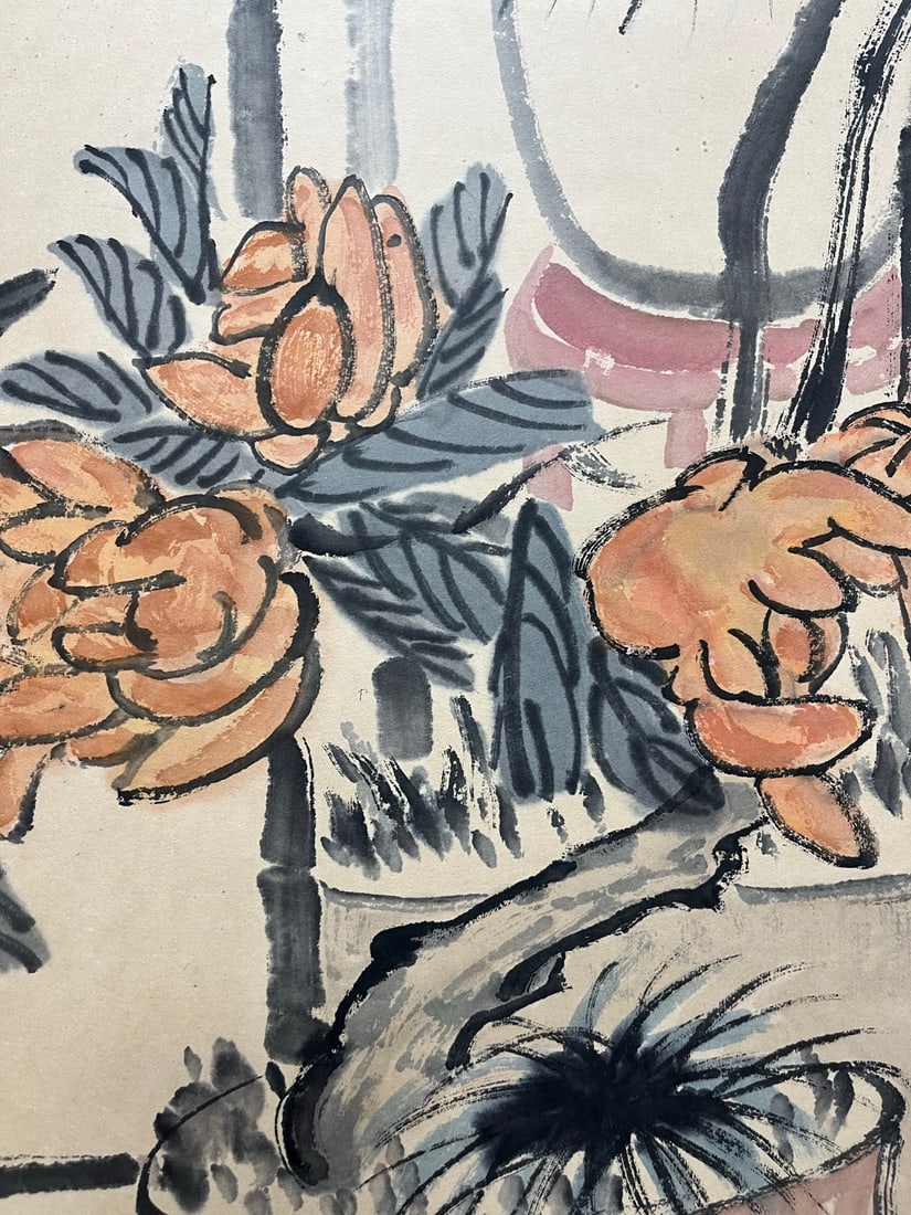 A Chinese Vertical Scroll Ink Painting of Flower on Paper - 7