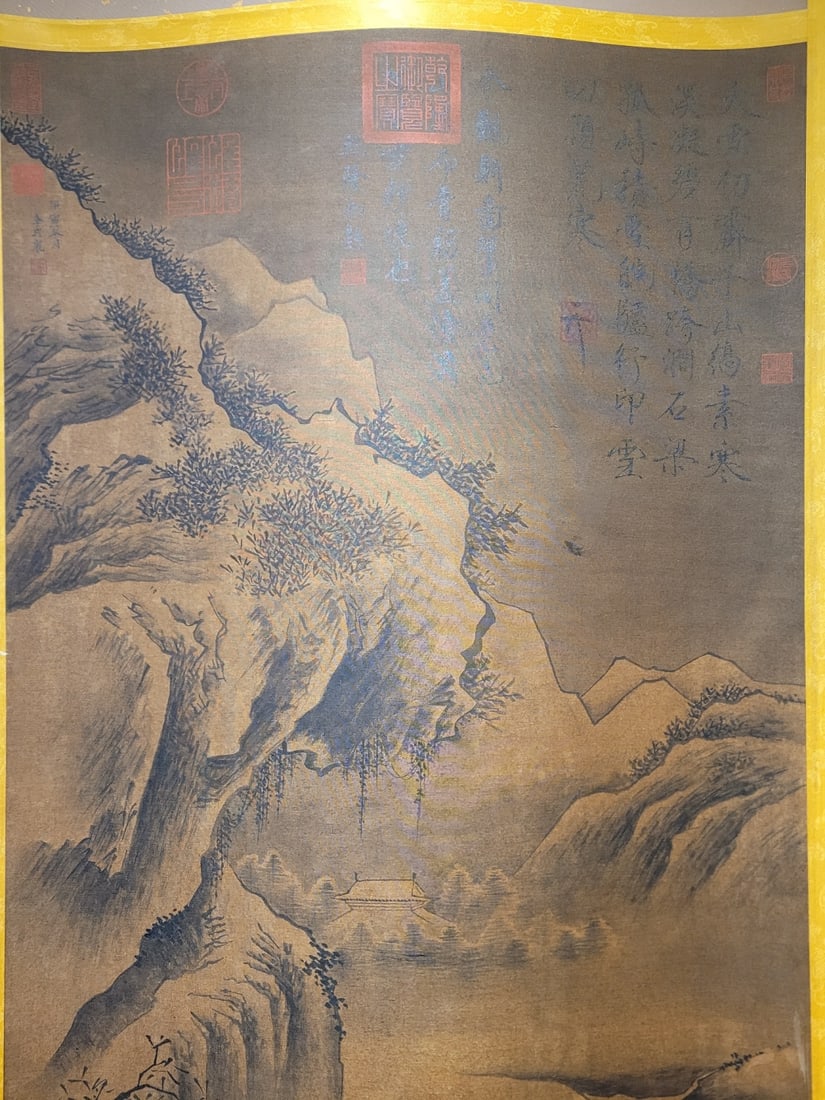A Chinese Vertical Scroll Ink Painting of Landscape on Silk - 5