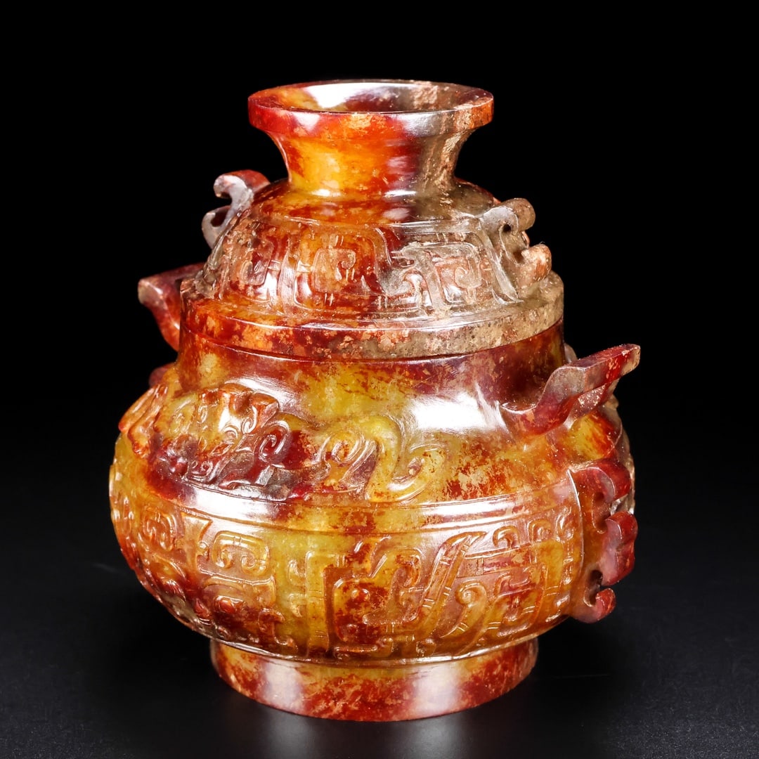 A Exquisite Hotan Jade Beast-Face Pattern Ewer - 3
