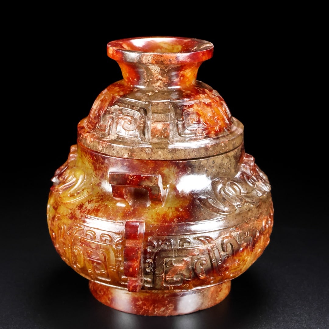 A Exquisite Hotan Jade Beast-Face Pattern Ewer - 4