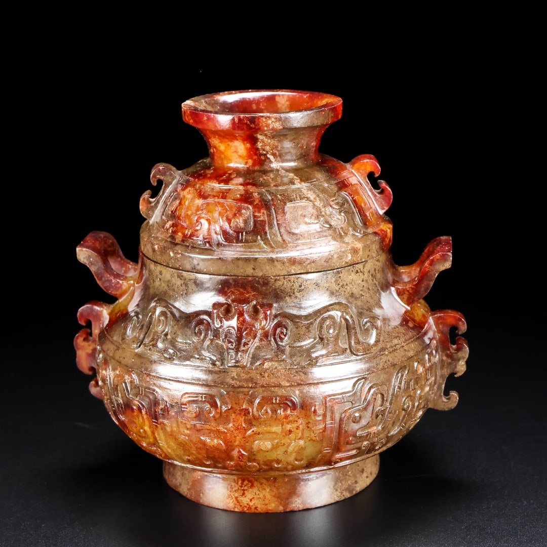 A Exquisite Hotan Jade Beast-Face Pattern Ewer - 5