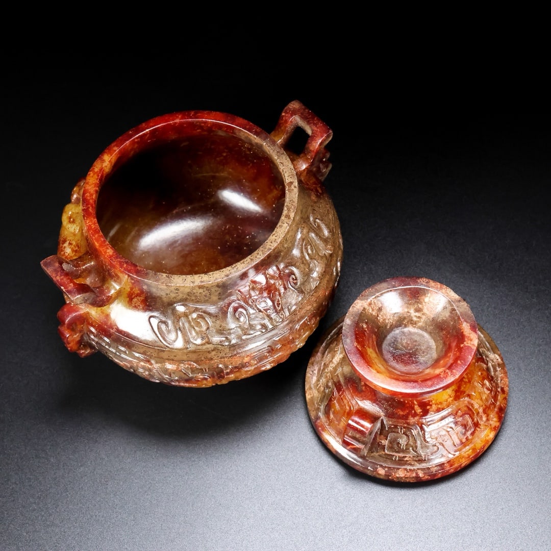 A Exquisite Hotan Jade Beast-Face Pattern Ewer - 6