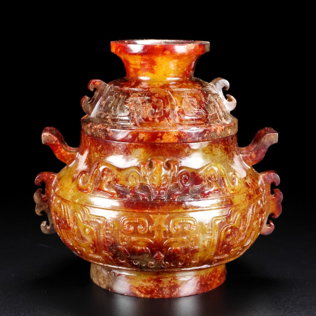 A Exquisite Hotan Jade Beast-Face Pattern Ewer - 7