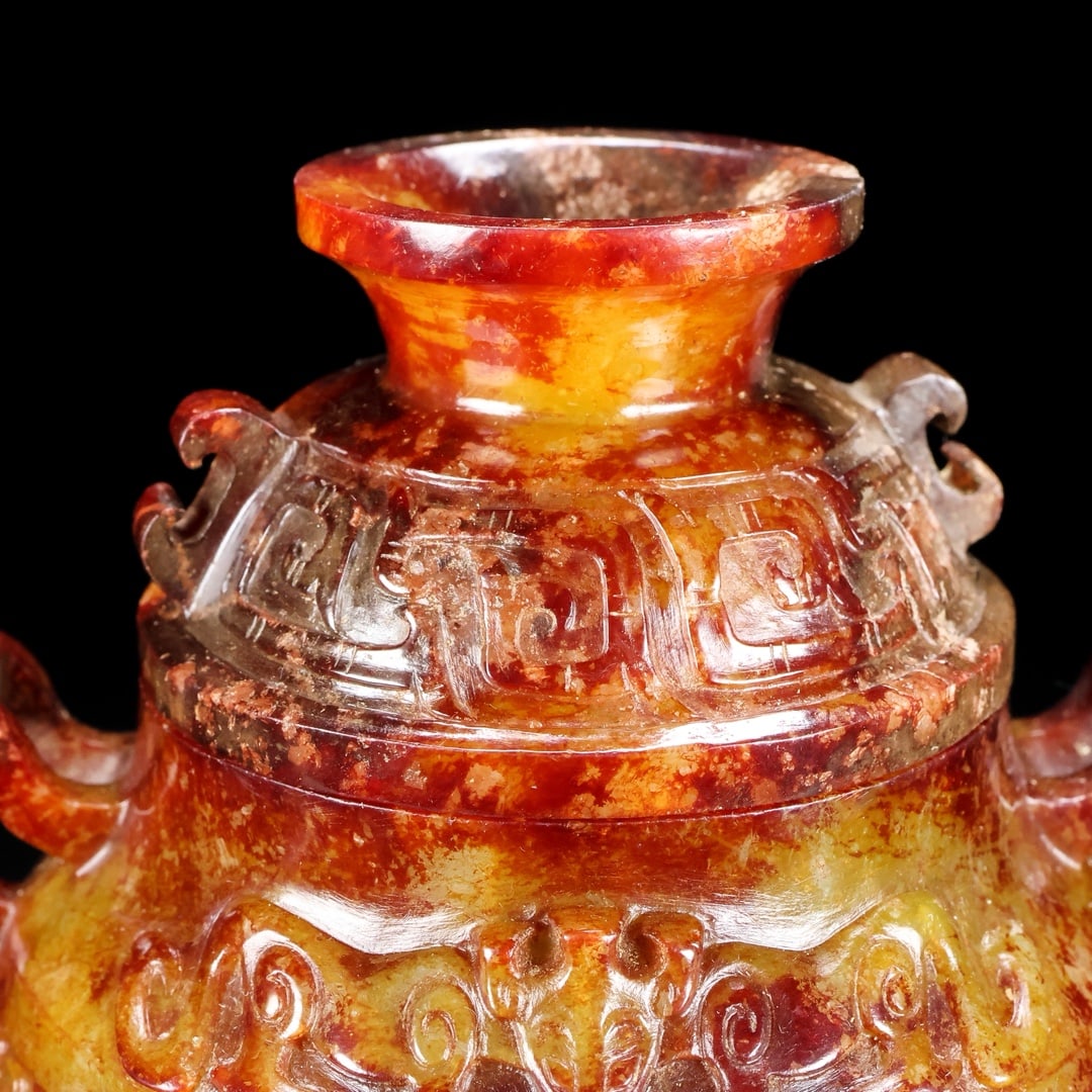 A Exquisite Hotan Jade Beast-Face Pattern Ewer - 8