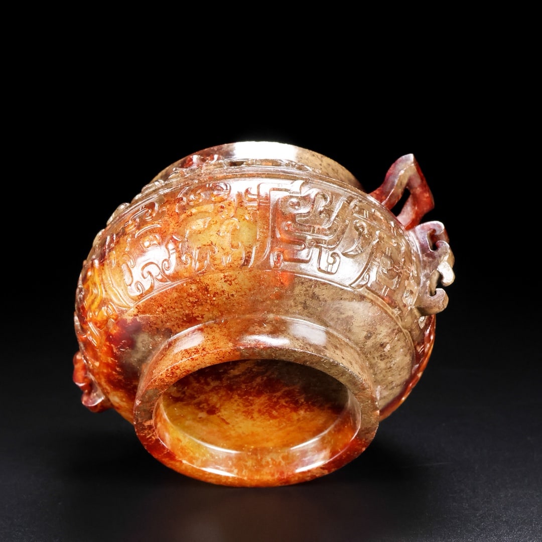 A Exquisite Hotan Jade Beast-Face Pattern Ewer - 9