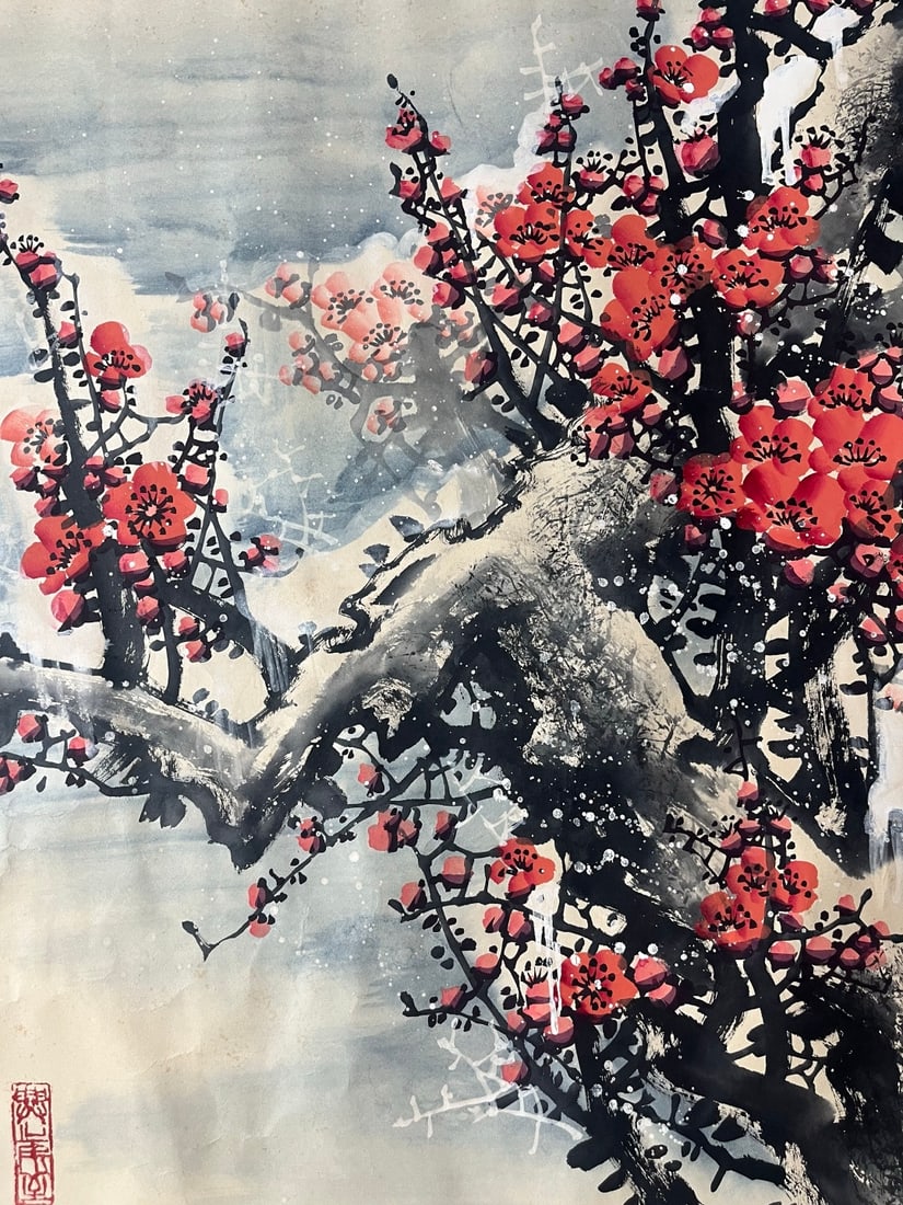 A Chinese Ink Painting of Flower on Paper - 4