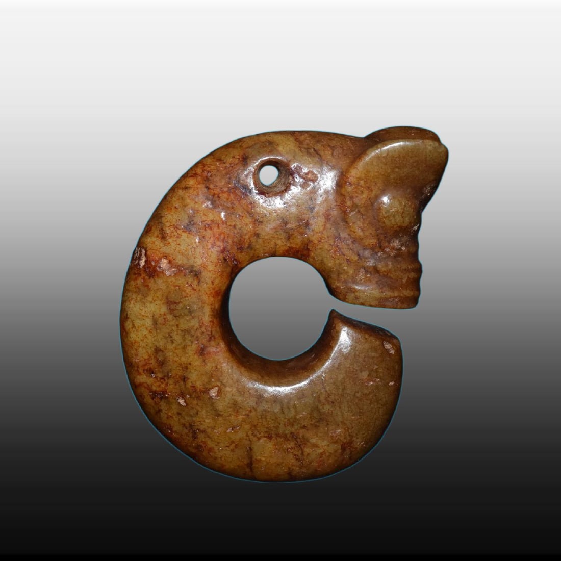 A Exquisite River Polished Jade Pig Dragon: A Exquisite River Polished Jade Pig Dragon,Ancient Time, China,Size:2.8inx3.9in,Weight:230g 河磨玉猪龙,远古时期