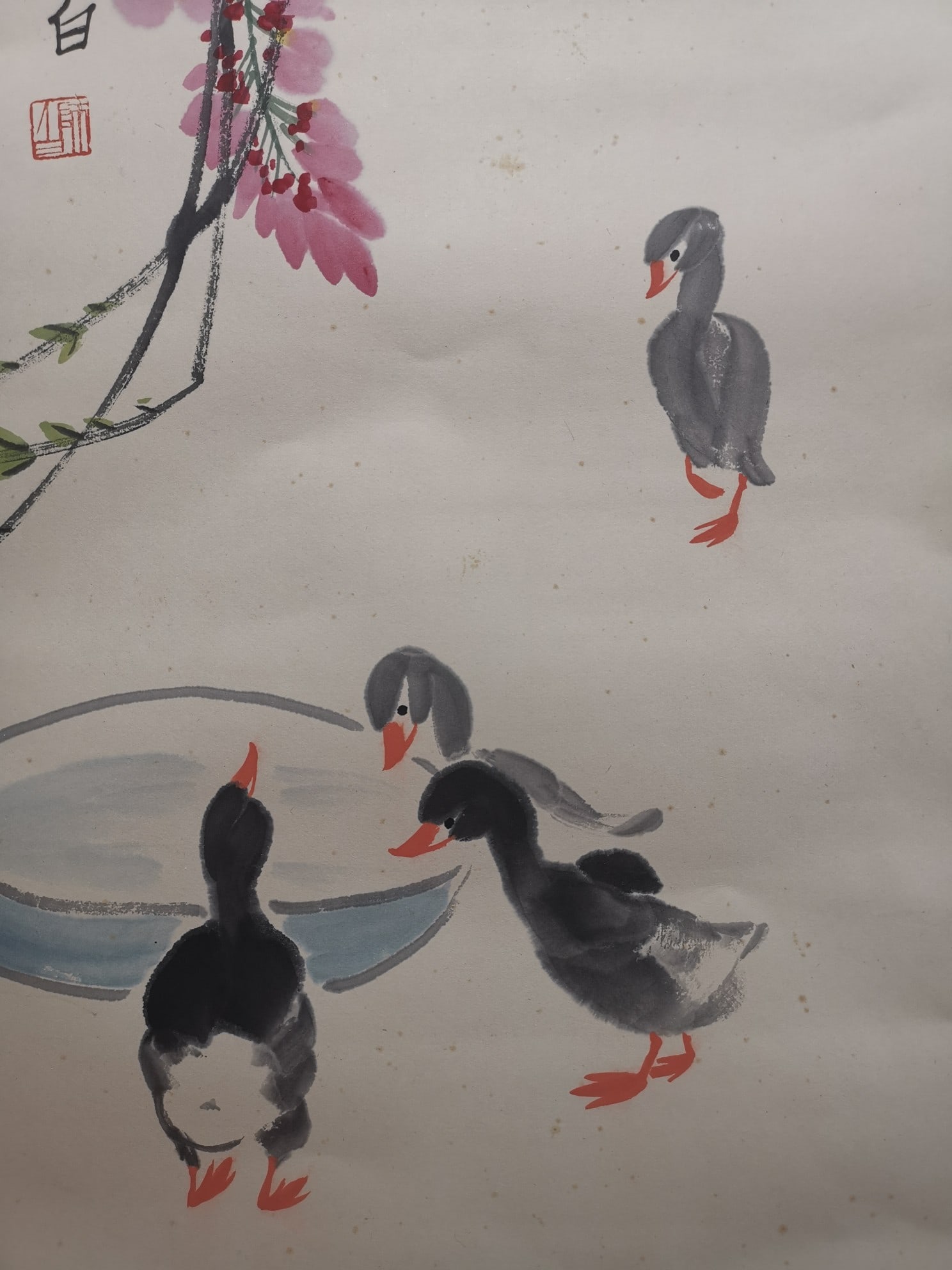 A Chinese Vertical Scroll Ink Painting of Flower and Bird on Paper - 6