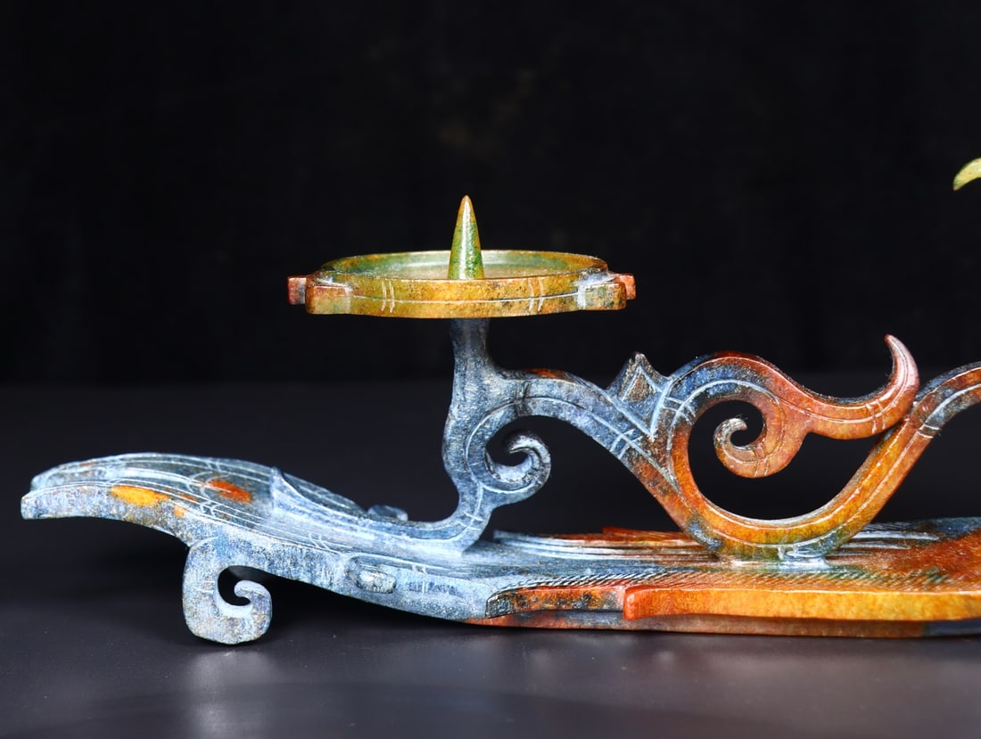 A Exquisite Hotan Jade Candlestick - 4