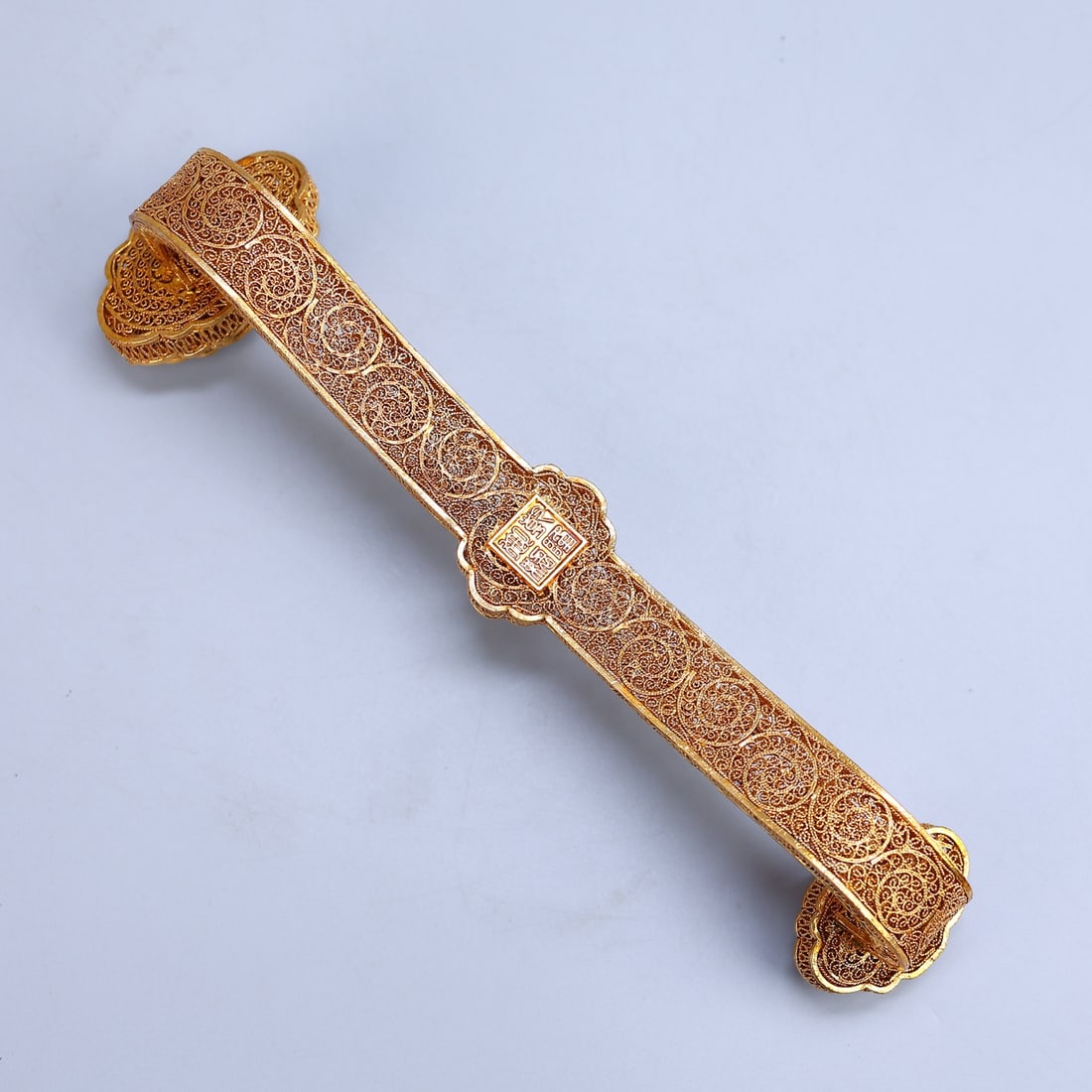A Exquisite Cloisonné Inlaid Hotan Jade Ruyi - 5