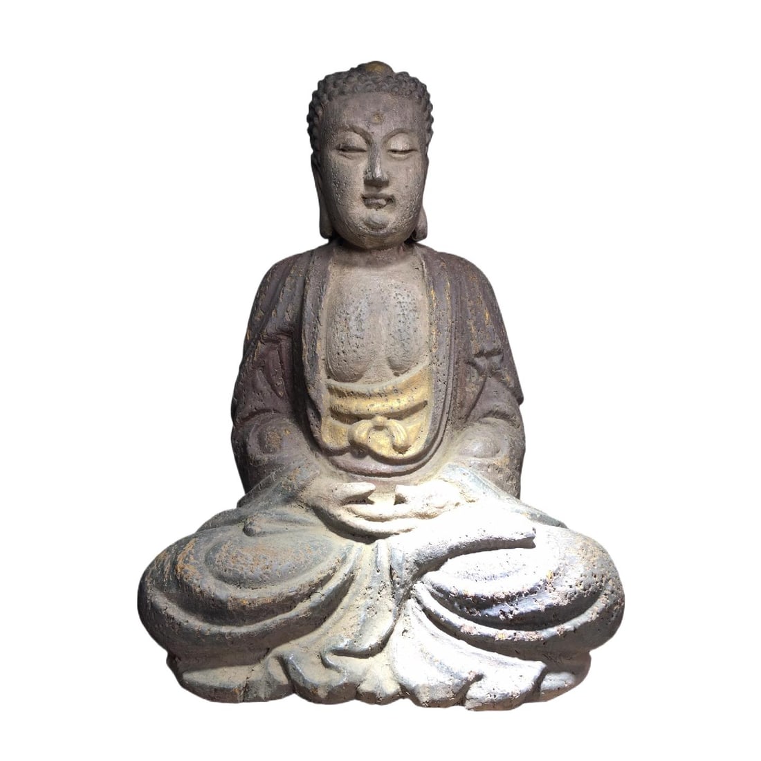 A Exquisite Wooden Buddha statue Ornament: A Exquisite Wooden Buddha statue Ornament,N.Qi Dynasty, China,Size:17.7inx12.2in,Weight:2750g 木胎佛摆件,北齐