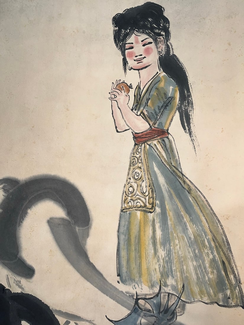 A Chinese Vertical Scroll Ink Painting of Figures on Paper - 4