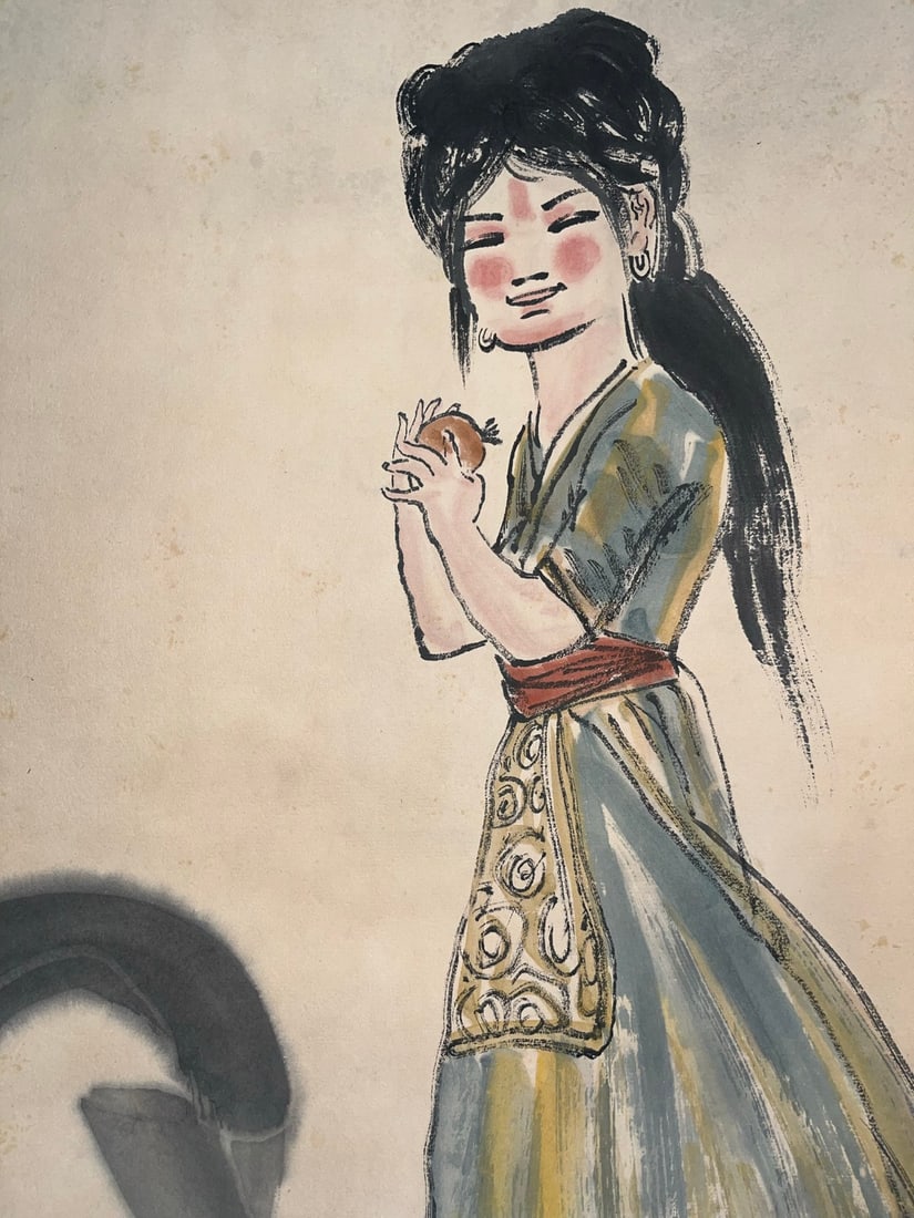 A Chinese Vertical Scroll Ink Painting of Figures on Paper - 6