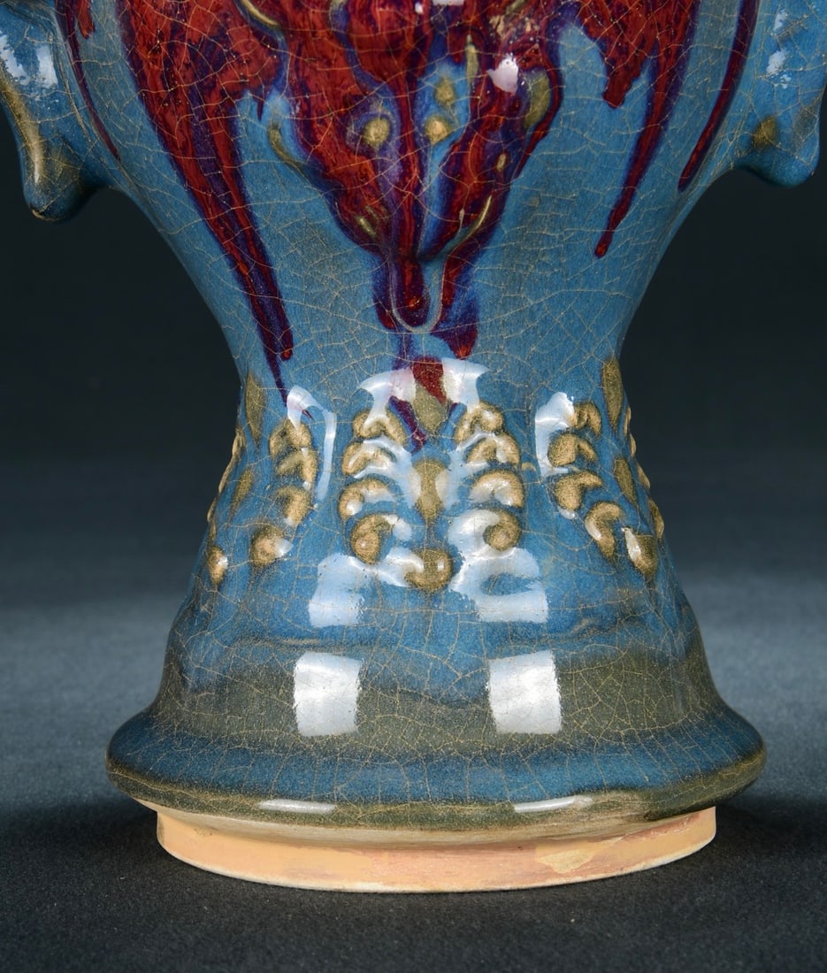 A Exquisite Jun yao Blue Glazed Dragon-Ears Vase - 4