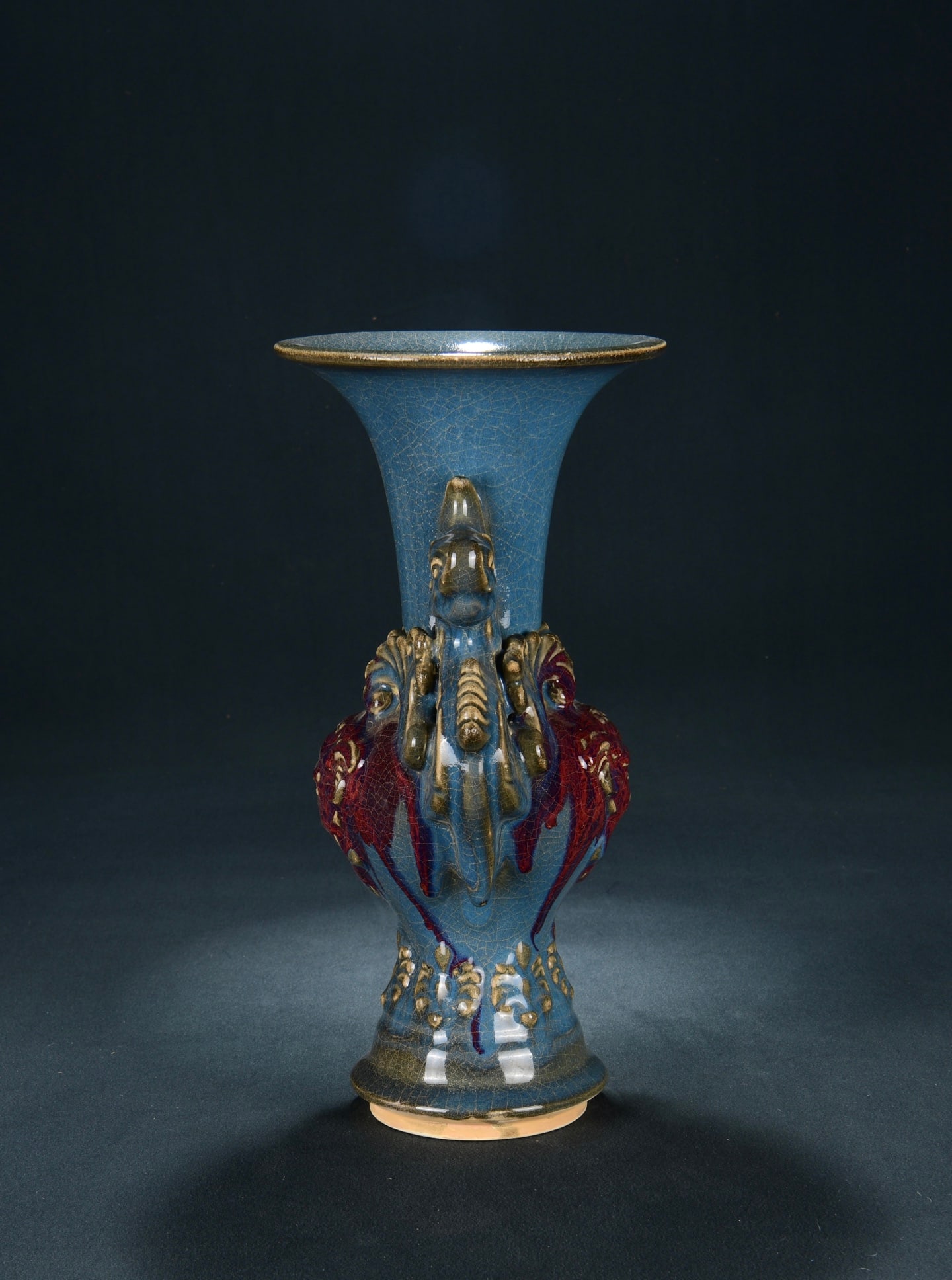 A Exquisite Jun yao Blue Glazed Dragon-Ears Vase - 7