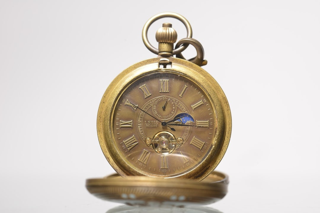 A Exquisite Brass Inlaid Enamel Flower Pattern Pocket Watch - 5