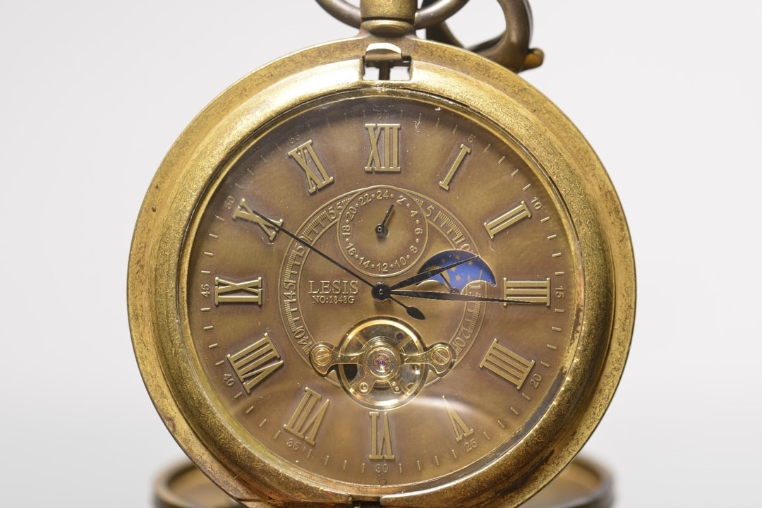 A Exquisite Brass Inlaid Enamel Flower Pattern Pocket Watch - 6