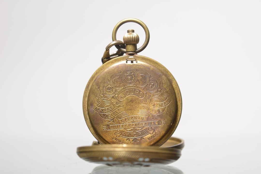 A Exquisite Brass Inlaid Enamel Flower Pattern Pocket Watch - 7