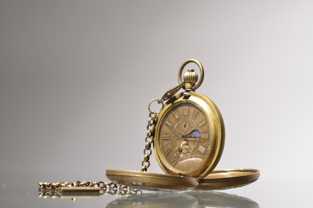A Exquisite Brass Inlaid Enamel Flower Pattern Pocket Watch - 9
