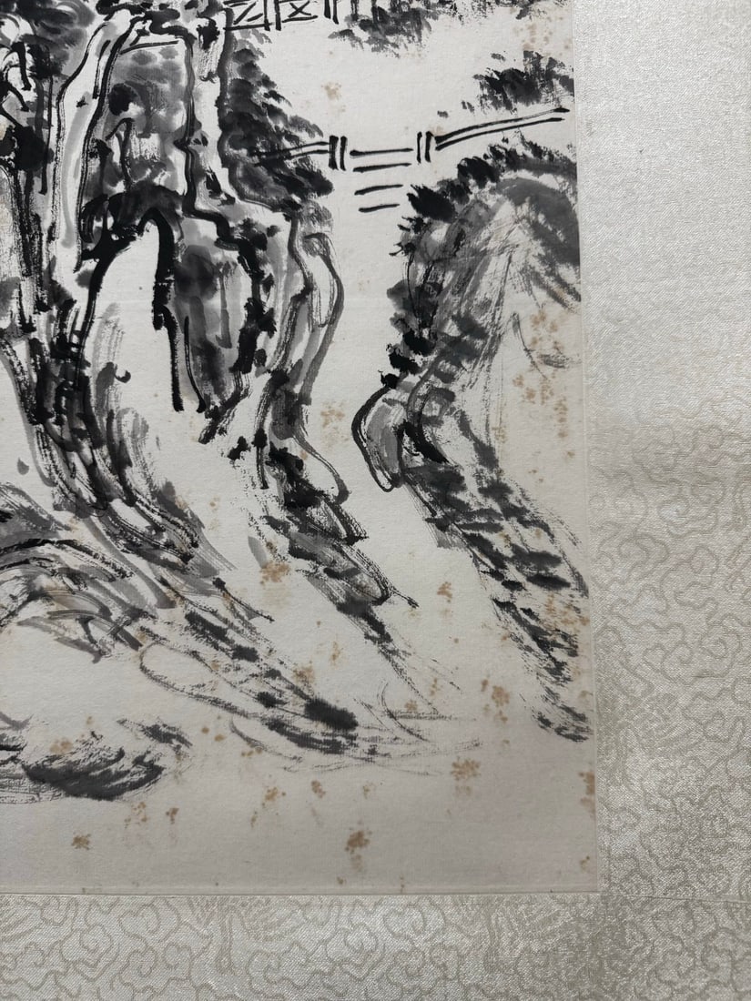 A Chinese Vertical Scroll Ink Painting of Landscape on Paper - 10