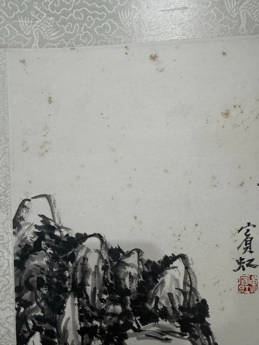 A Chinese Vertical Scroll Ink Painting of Landscape on Paper - 4