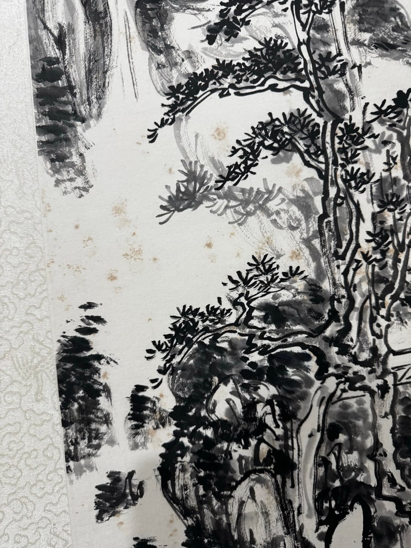 A Chinese Vertical Scroll Ink Painting of Landscape on Paper - 7
