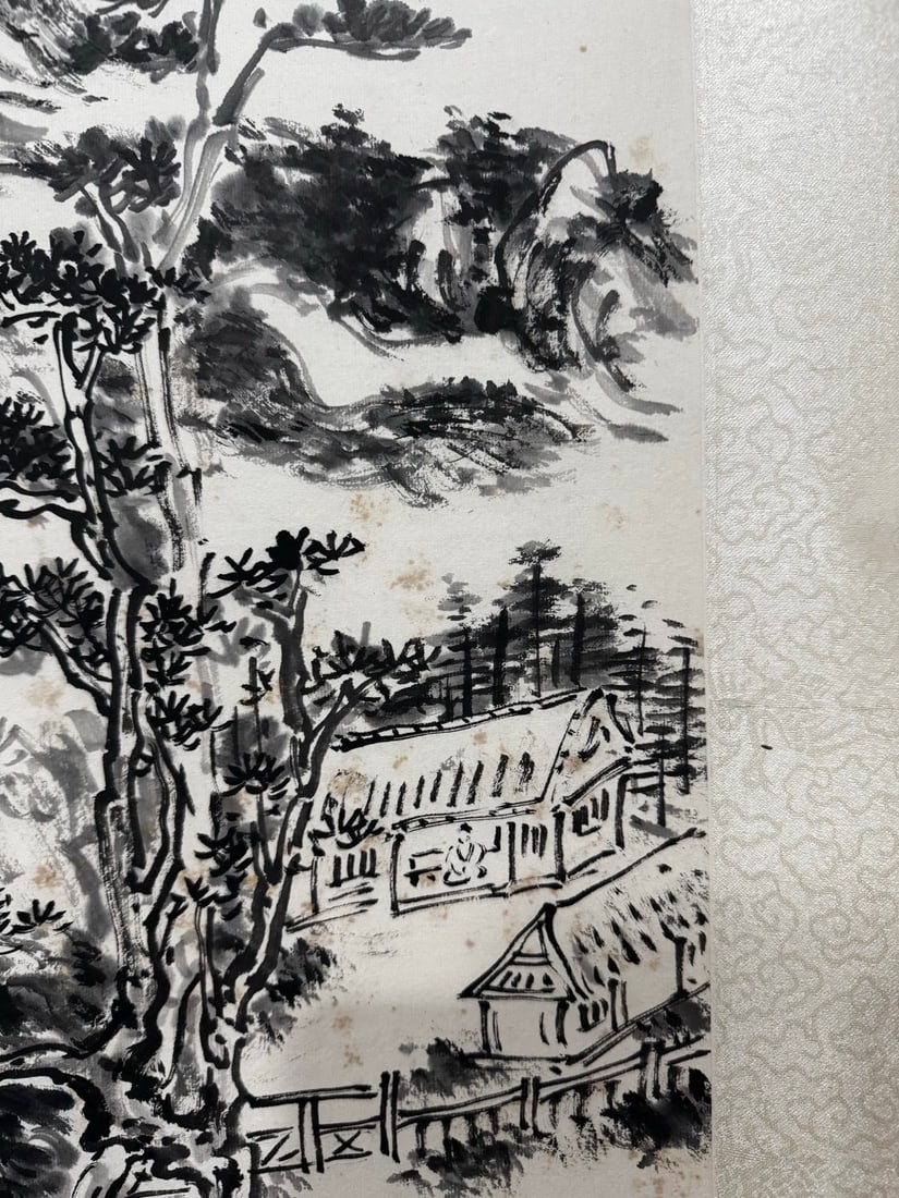 A Chinese Vertical Scroll Ink Painting of Landscape on Paper - 8
