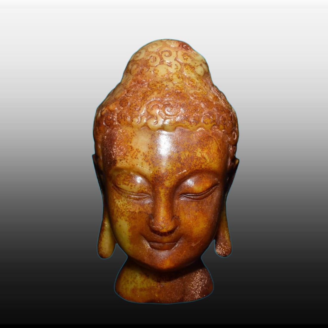 A Exquisite Gaogu Jade Buddha Head: A Exquisite Gaogu Jade Buddha Head,Ancient Time, China,Size:4.3inx7.3in,Weight:2200g 高古玉佛头,远古时期