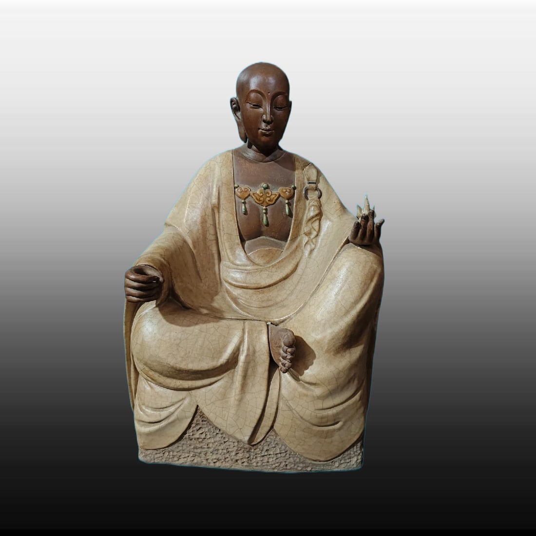 A Exquisite Shiwan Porcelain Buddha statue Ornament: A Exquisite Shiwan Porcelain Buddha statue Ornament,Qing Dynasty, China,With Mark,Size:12.6inx9.4inx20.1in