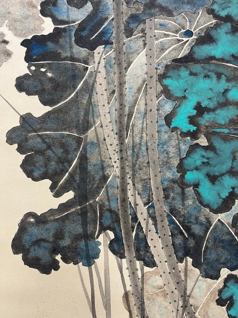 A Chinese Vertical Scroll Ink Painting of Flower on Paper - 6