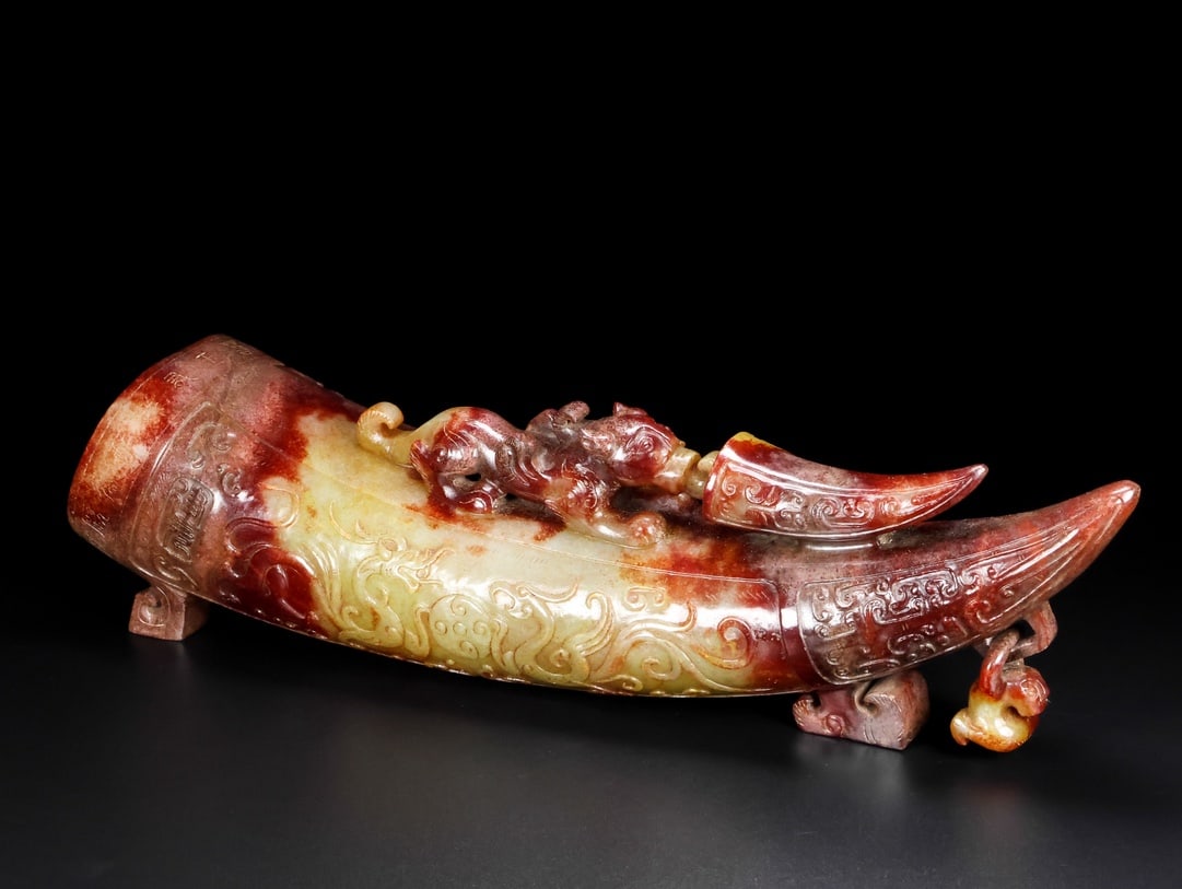 A Exquisite Hotan Jade Buffalo Horn Cup - 5