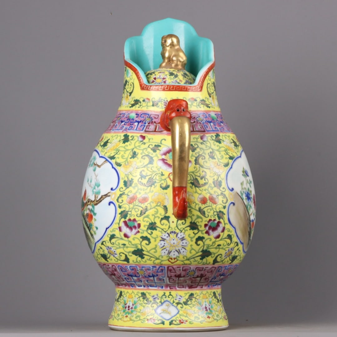 A Exquisite Enamel Gilt Flower and Bird Pattern Ewer - 2