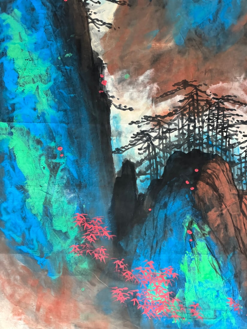 A Chinese Vertical Scroll Ink Painting of Landscape on Paper - 3