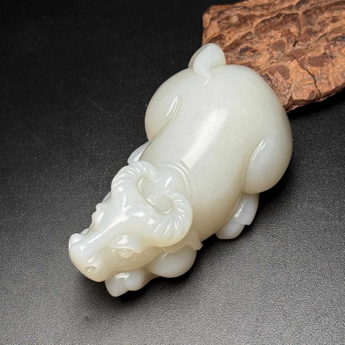 A Exquisite Hotan Jade Buffalo Handheld Carving - 5