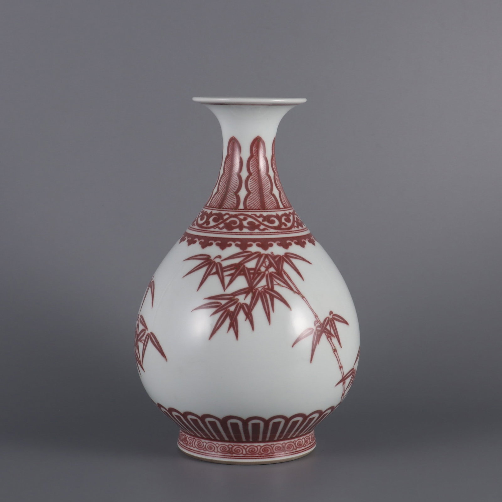 A Exquisite Underglaze-Red Bamboo Pattern Vase - 2