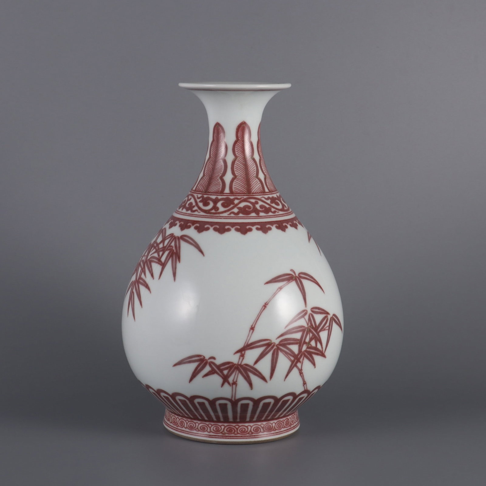 A Exquisite Underglaze-Red Bamboo Pattern Vase - 3
