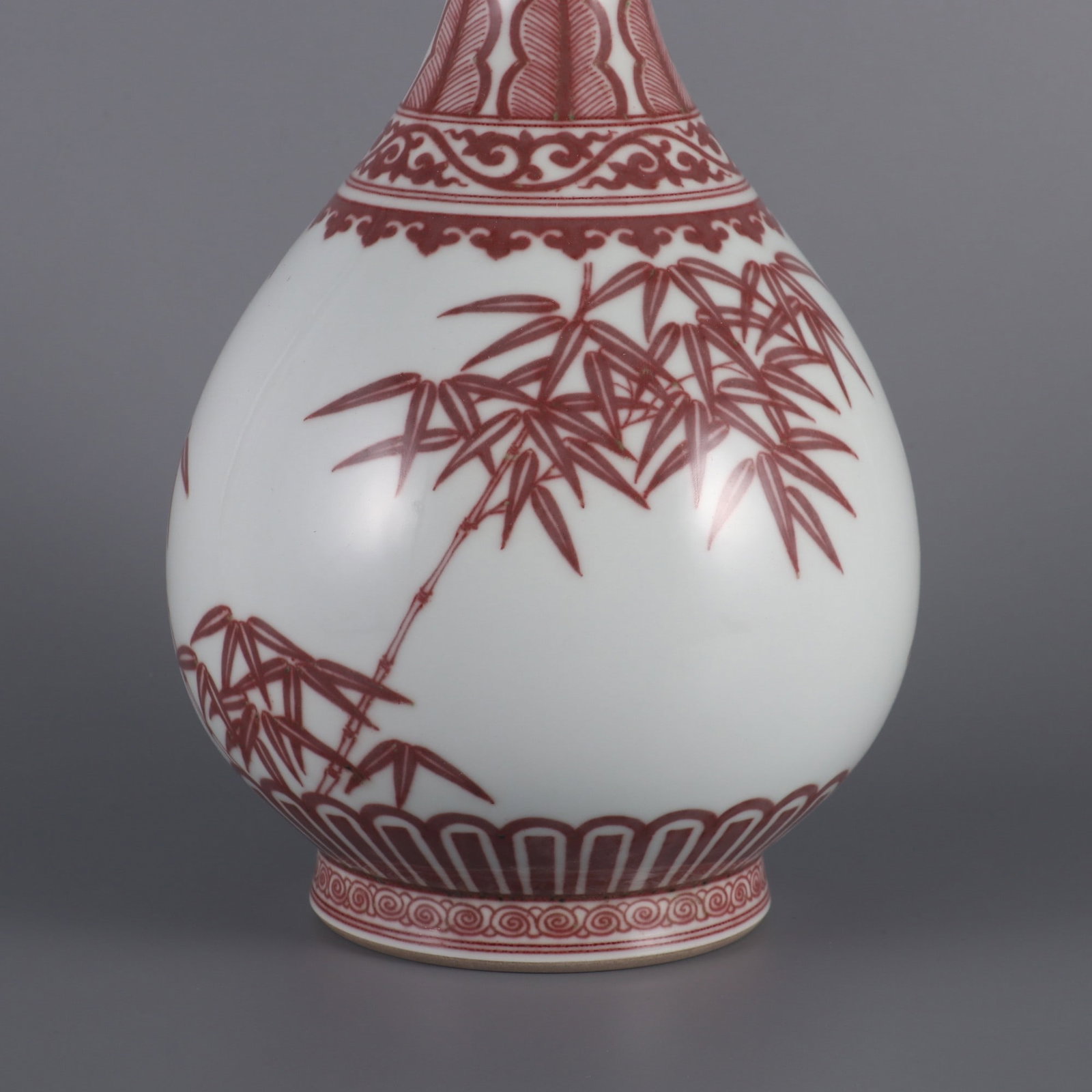 A Exquisite Underglaze-Red Bamboo Pattern Vase - 5