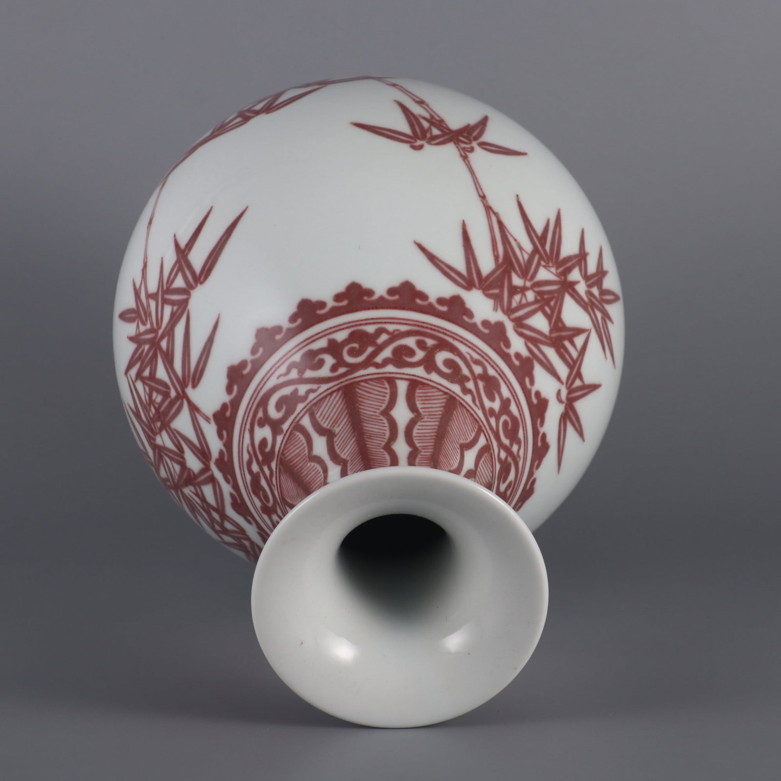 A Exquisite Underglaze-Red Bamboo Pattern Vase - 8