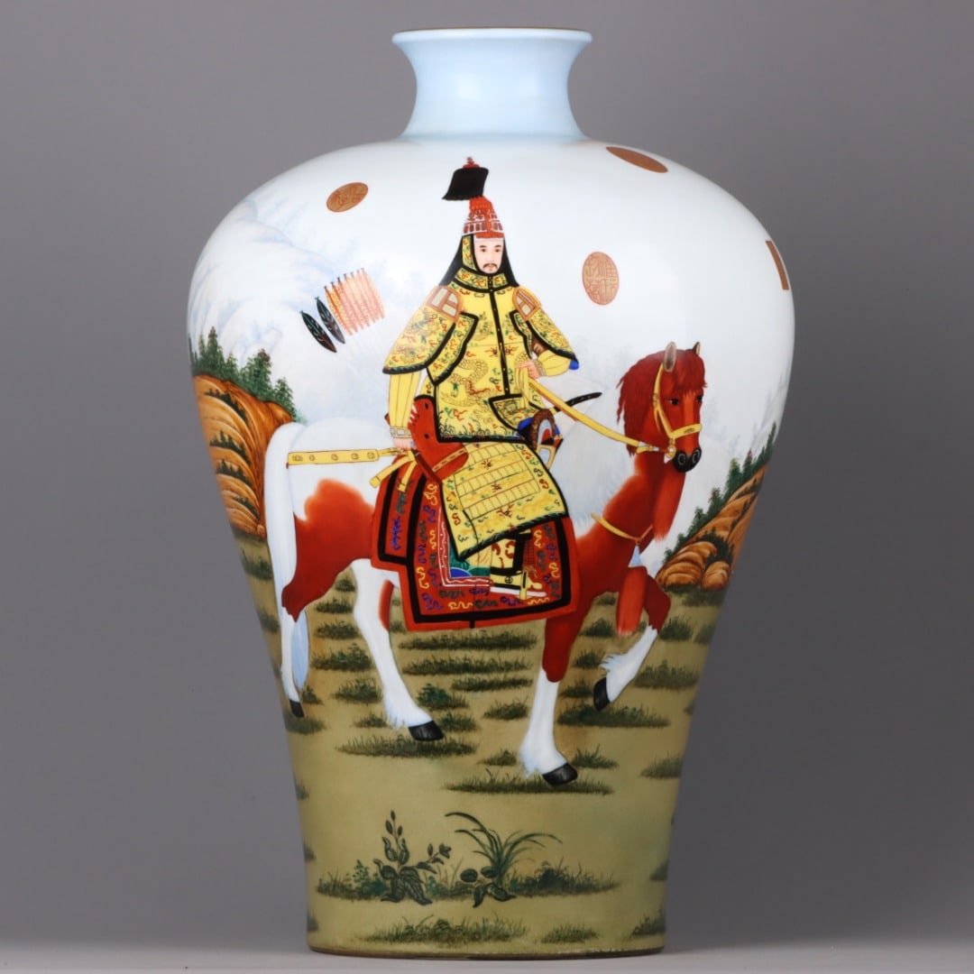 A Exquisite Famille-Rose Figures Pattern Vase: A Exquisite Famille-Rose Figures Pattern Vase,Qing Dynasty, China,Qianlong Six-character Mark,Size:22inx14.2in 粉彩人物纹瓶,中国清代,乾
