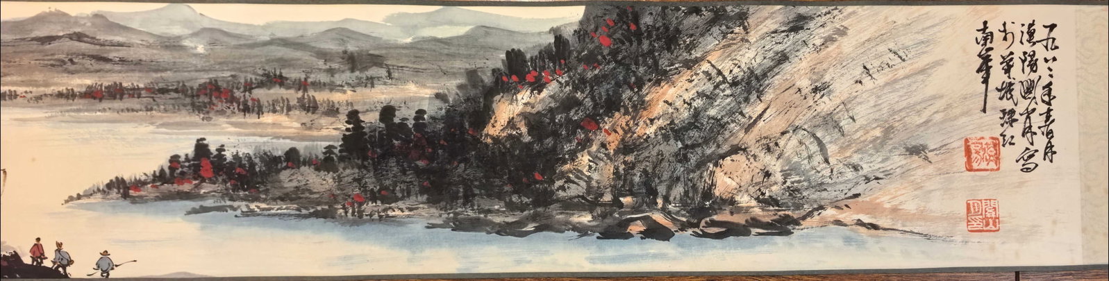 A Chinese Hand Scroll Ink Painting of Landscape on Paper - 2