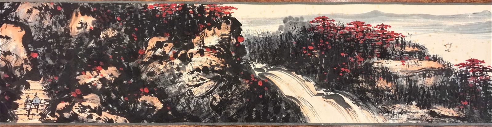 A Chinese Hand Scroll Ink Painting of Landscape on Paper - 4