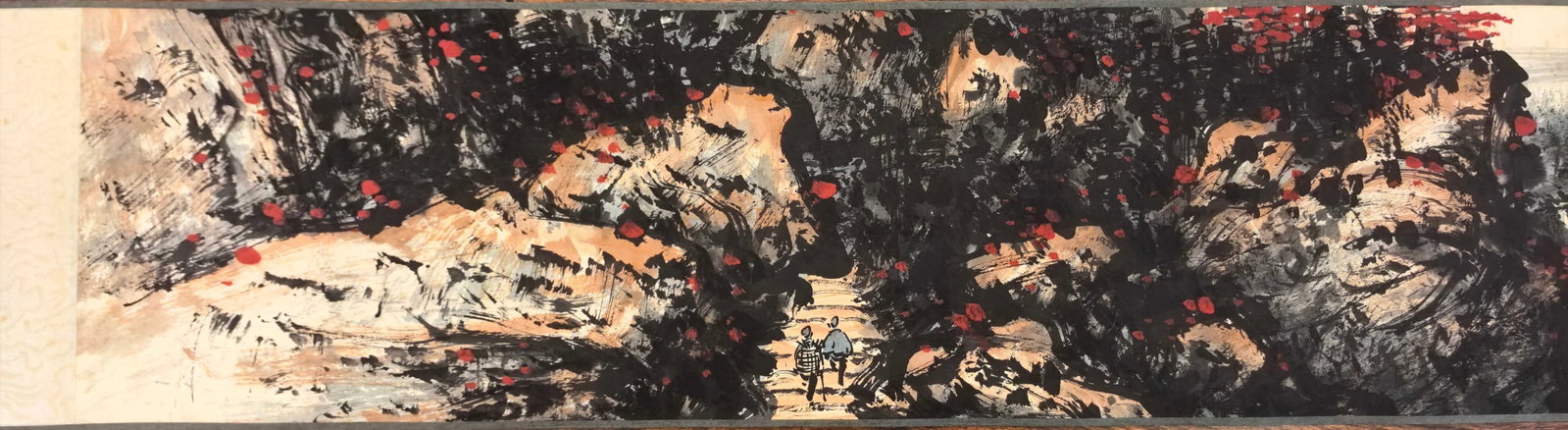 A Chinese Hand Scroll Ink Painting of Landscape on Paper - 5