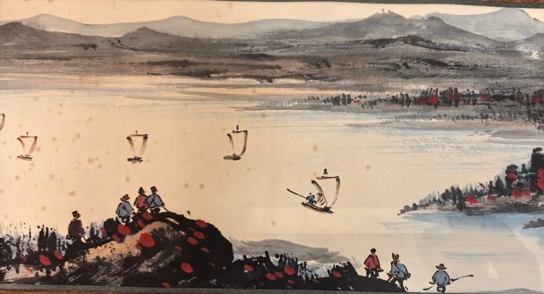 A Chinese Hand Scroll Ink Painting of Landscape on Paper - 6