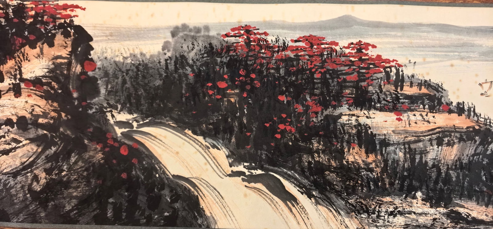 A Chinese Hand Scroll Ink Painting of Landscape on Paper - 7