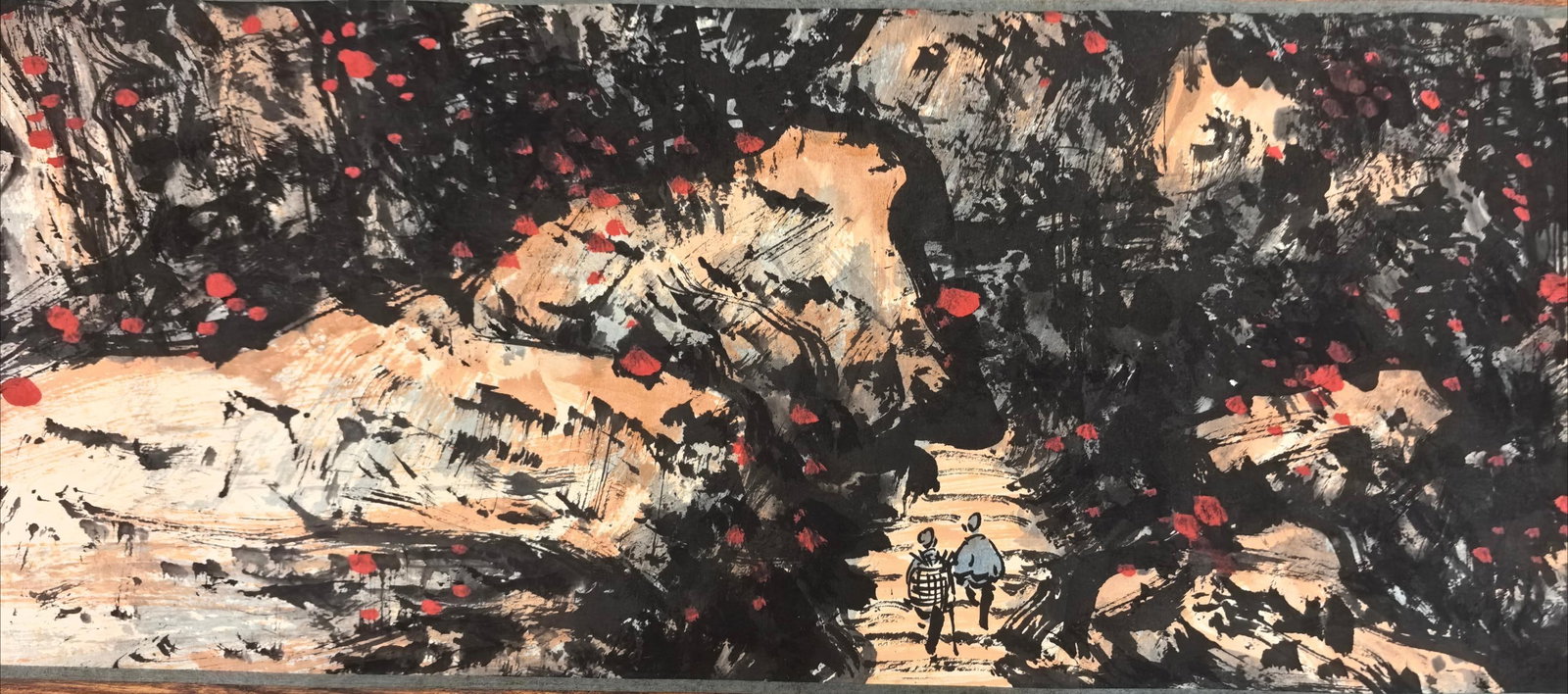 A Chinese Hand Scroll Ink Painting of Landscape on Paper - 8