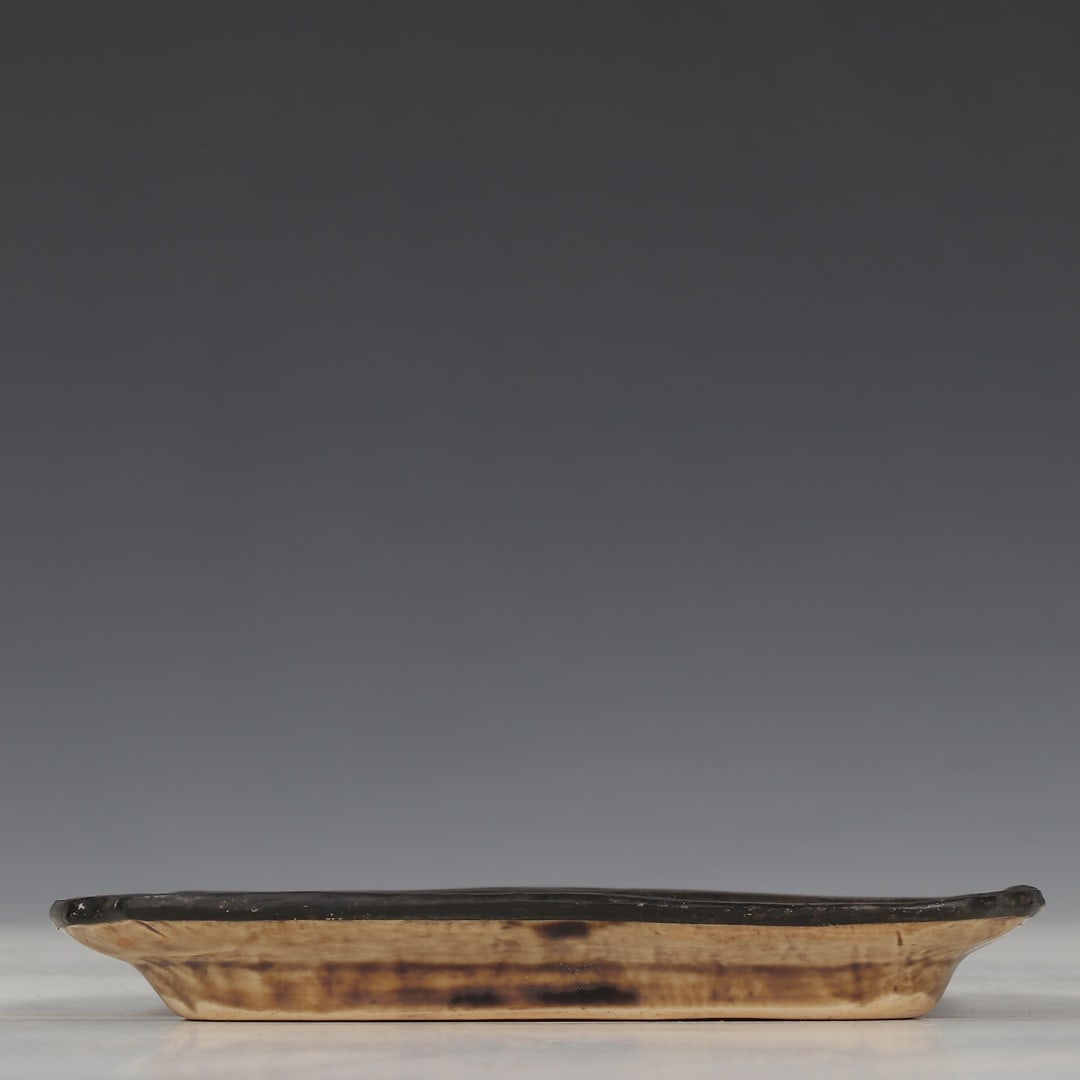 A Exquisite Ding Yao Brown Color Silver Mounted Mouth Pumpkin Pattern Plate, With An Imperial Poem - 5