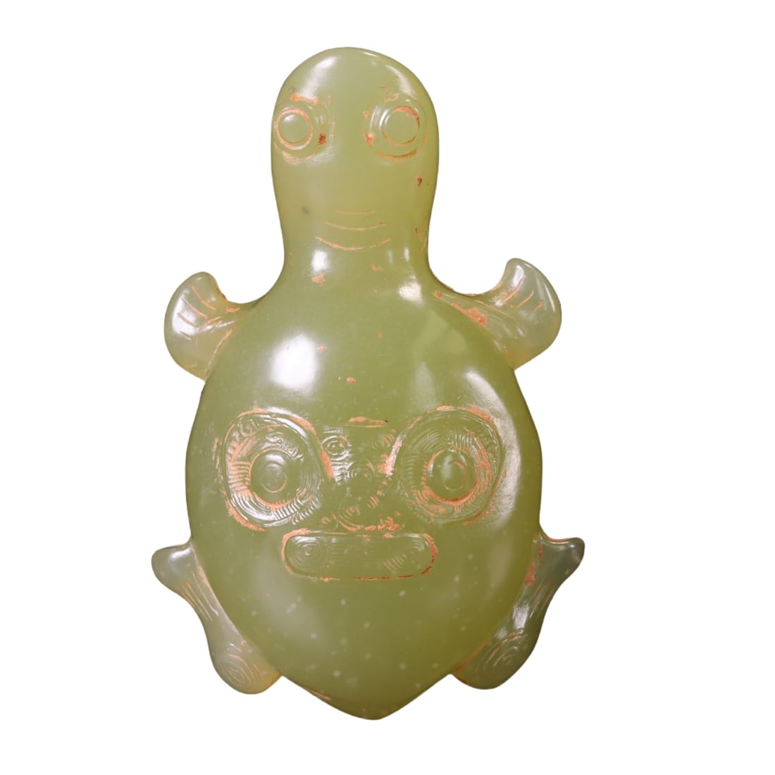 A Exquisite Gaogu Jade Tortoise Pendant: A Exquisite Gaogu Jade Tortoise Pendant,Ancient Time, China,Size:2.8inx1.8inx0.7in,Weight:59g 高古玉龟挂件,远古时期